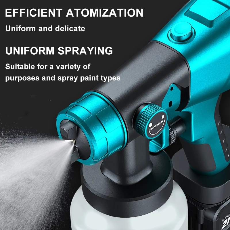 18V 800ML Cordless Paint Sprayer HVLP Electric Spray Gun Flow Control Auto Furniture Steel Coating Airbrush for Makita Battery