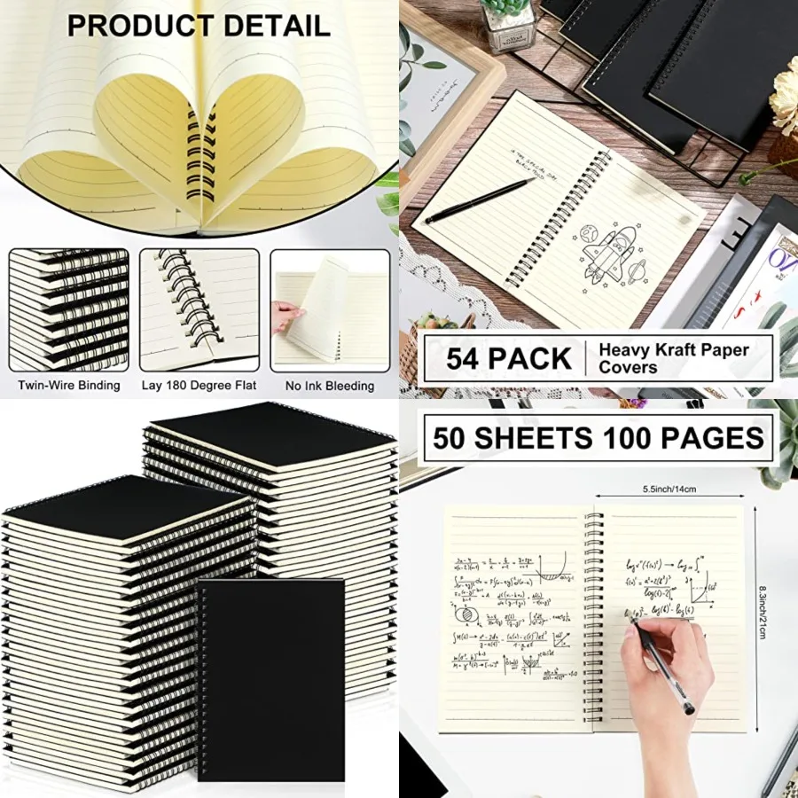 

5 Pcs Spiral Notebook Bulk A5 Journal 8.'' x 5.5'' Writing Composition Paper Small Notepad Subject Notebook for Students Office
