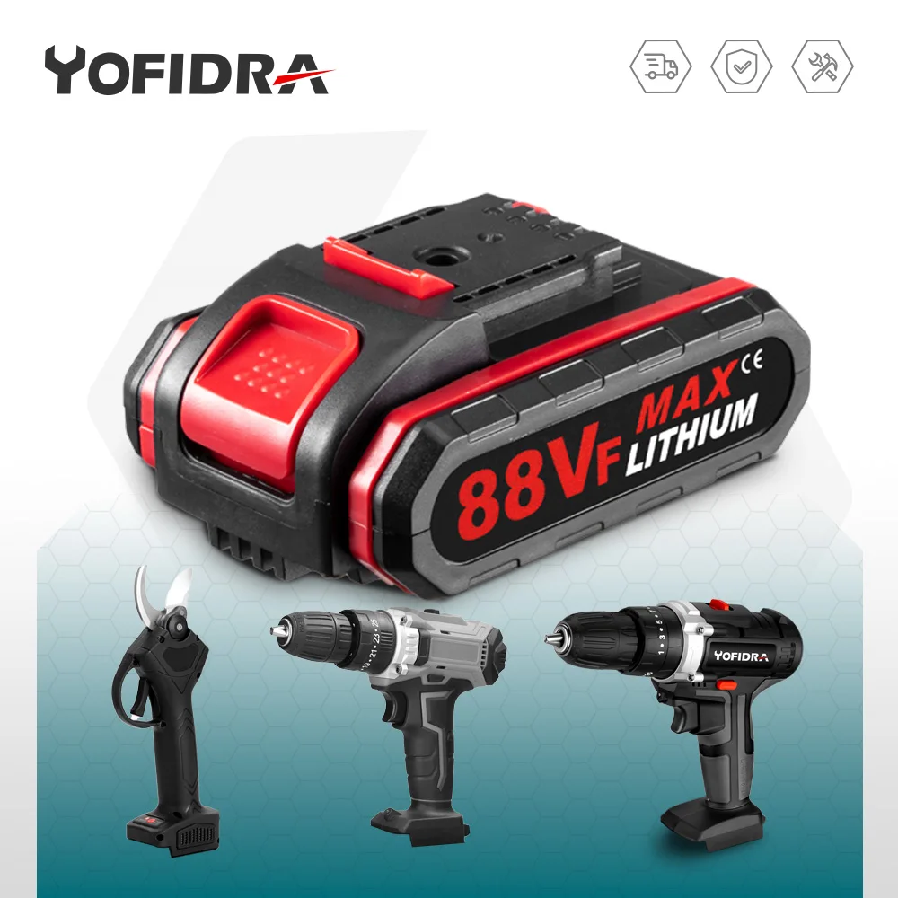 YOFIDRA 18V Rechargeable Battery 88VF 7500mAh Lithium Ion Battery With EU Plug For Electric Saw Wrench Cordless Saw Battery