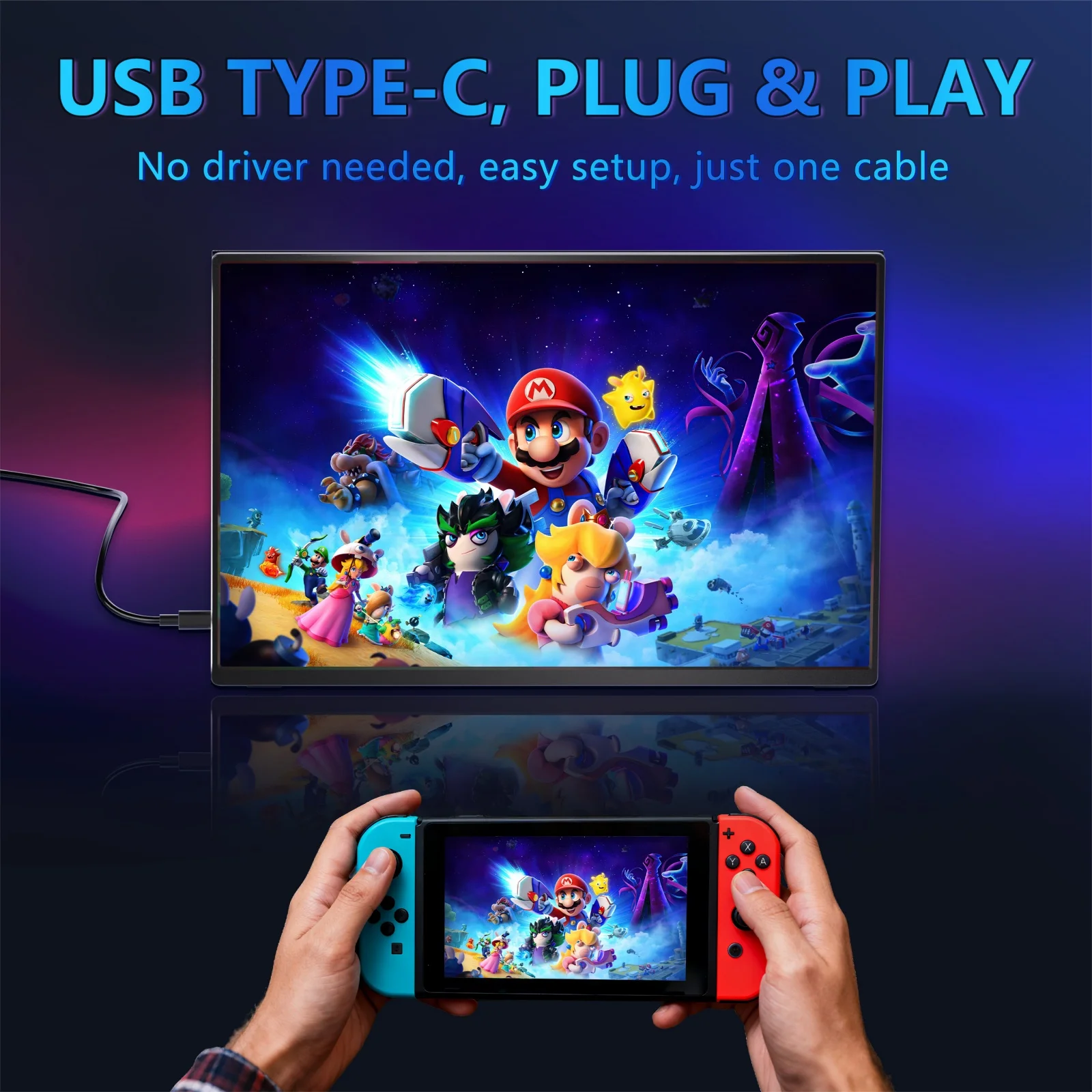 Портативный монитор 16 дюймов, 165 Гц, 1920*1200, 16:10 100%sRGB, 500Cd/m2, TFT-дисплей для путешествий, переключатель для ноутбука, PS4, PS5 Xbox