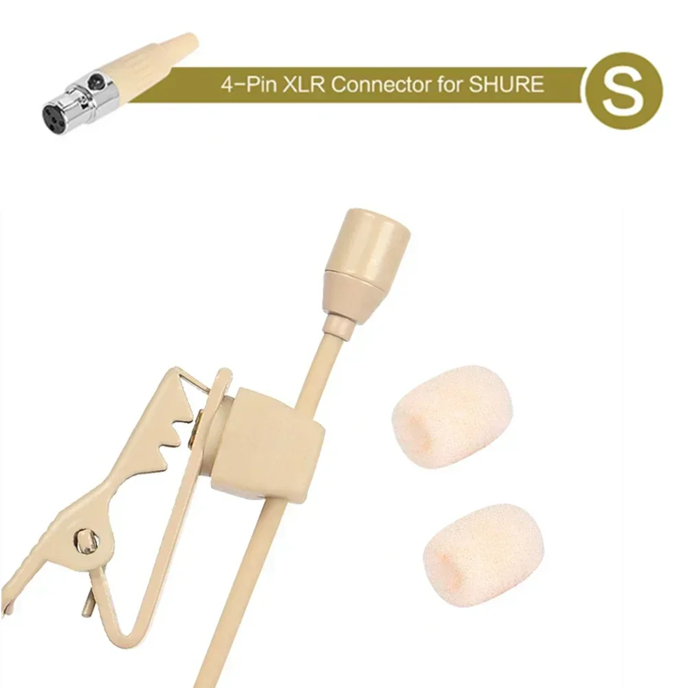 Microphone à pince Lavalier beige de haute qualité, XLR 3.5mm 3 broches 4 broches pour Shure sans fil pour microphone de discours de scène
