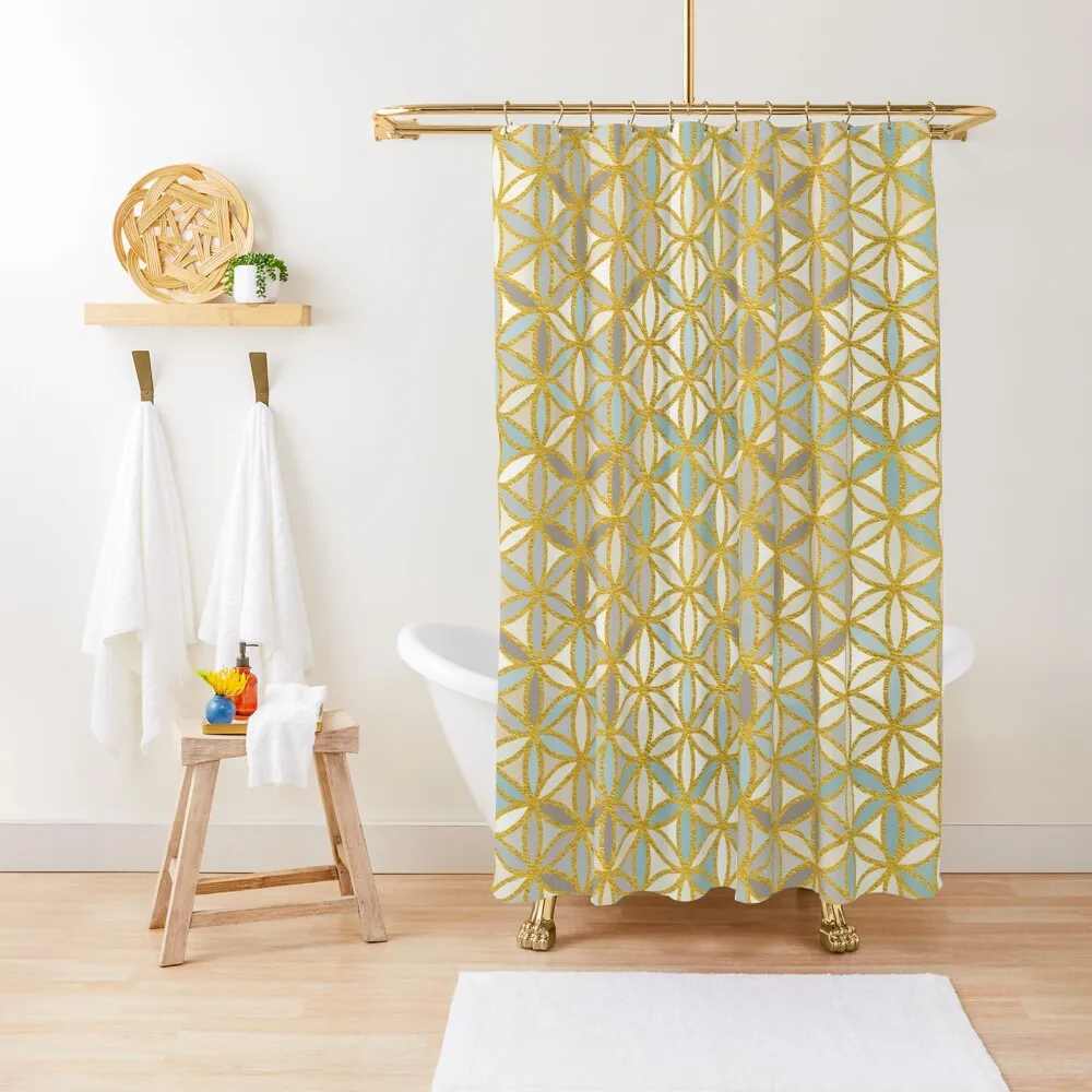 

Sacred Geometry-Flower Of Life-Blues Shower Curtain Cute Shower Bathtub Bathroom Deco Curtain