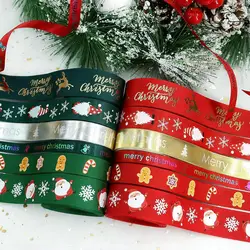 5 Meters Christmas Ribbon Grosgrain Satin Ribbons For Gift Wrapping Yule Decorative DIY Craft Sewing Hair Bow Xmas Party Favors