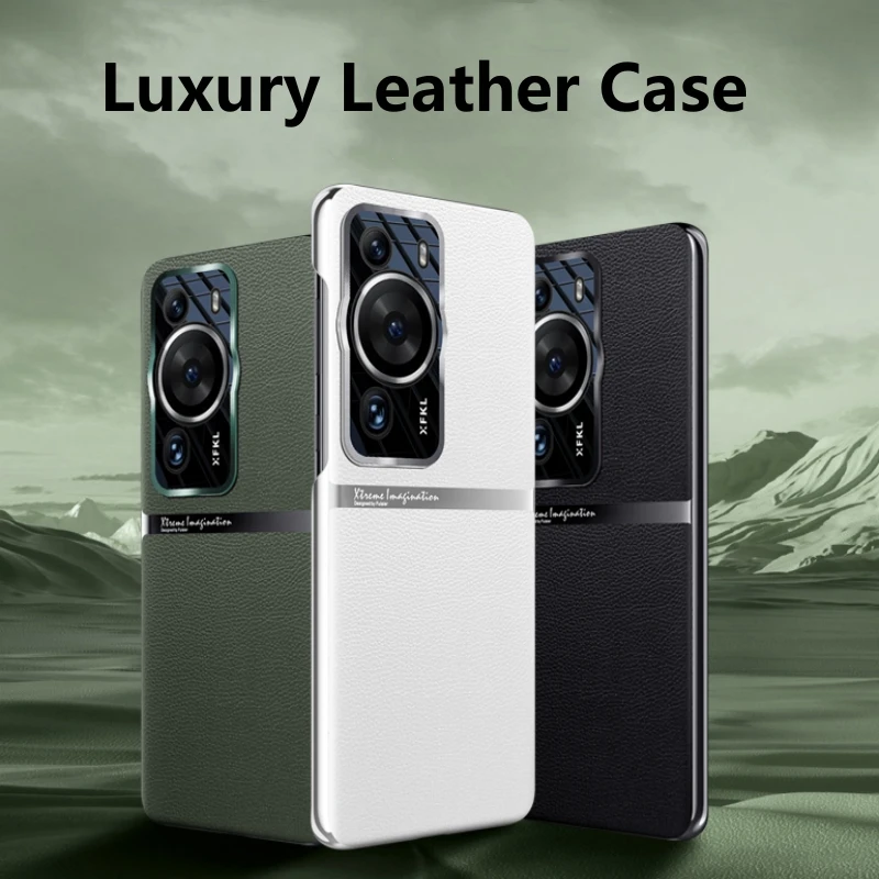 Luxury Phone Case For Huawei P60 Pro Case Stylish Electroplate Leather Cover For Huawei P60 P60Pro Capa Camera Protection Bumper