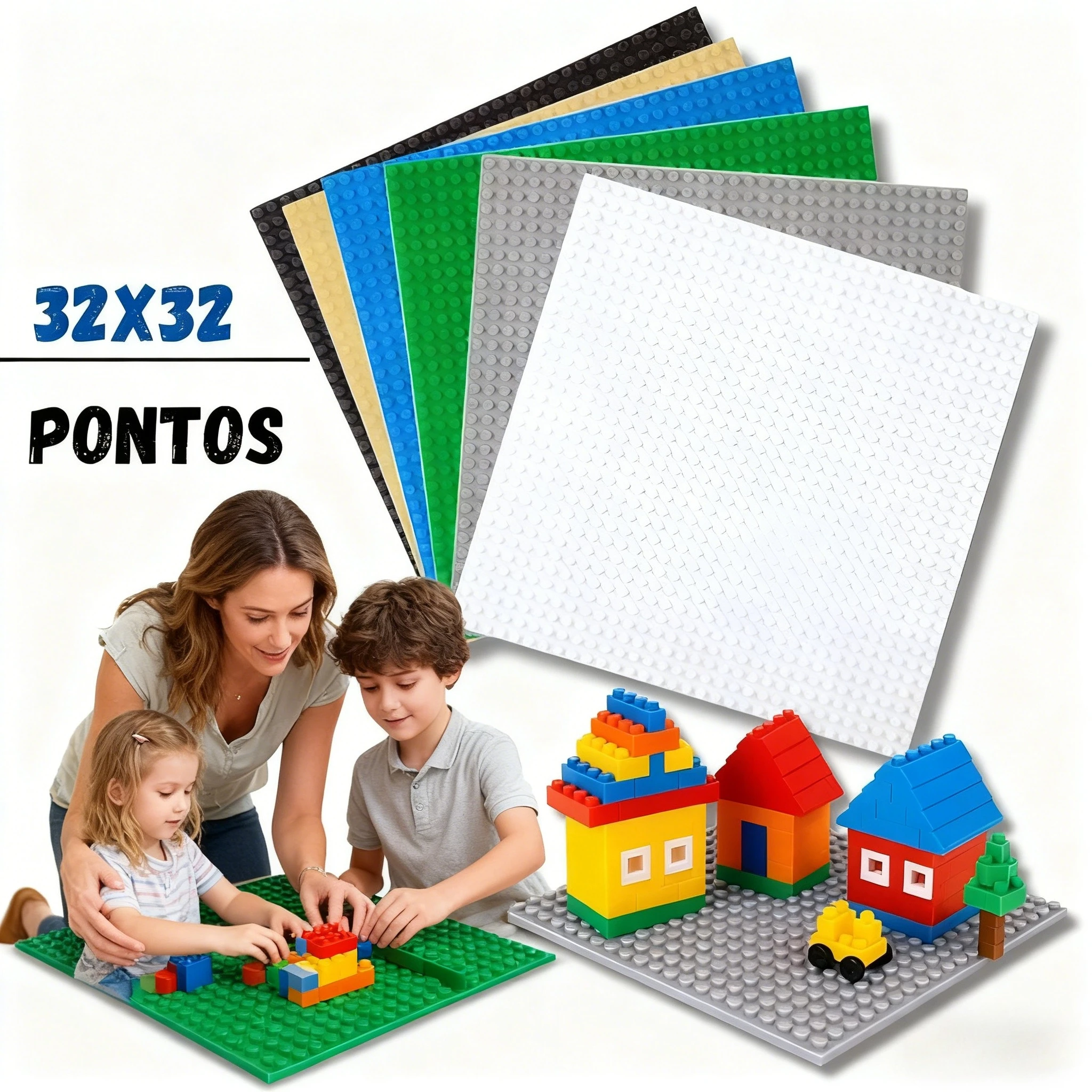 

32x32 Small Brick Baseplate, DIY Construction Board Compatible with Major Bricks, Creative Wall Building Plate for Kids