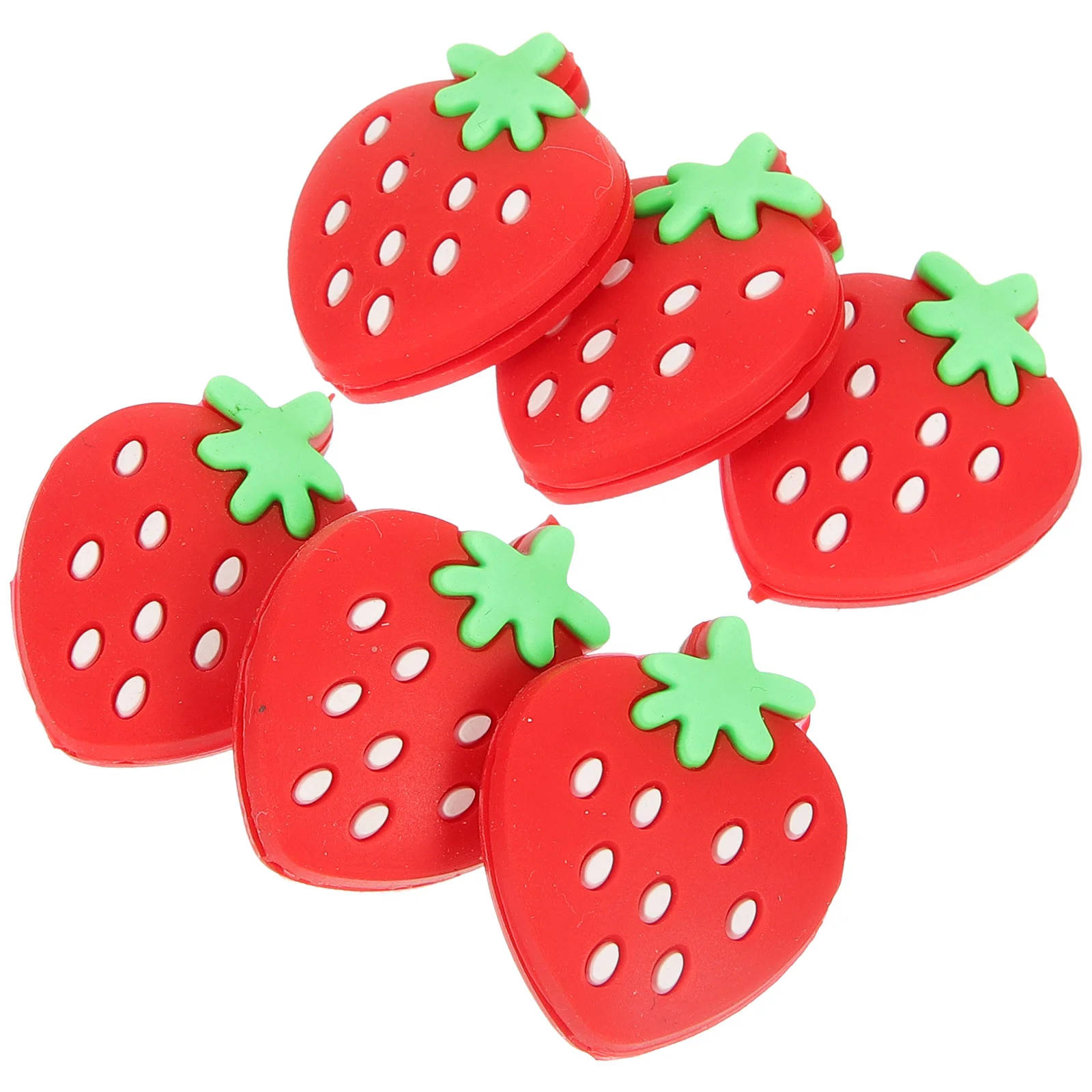 6 Pcs Tennis Racket Shock Absorber Dampener Silicone Red Color Strawberry Design Portable Arm Comfort Optimal