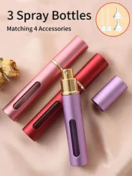 3pcs 4 Accessories 10ml Perfume Spray Bottle with 3 Spray Bottles, 2 Funnels, 2 Dispensing Divas.