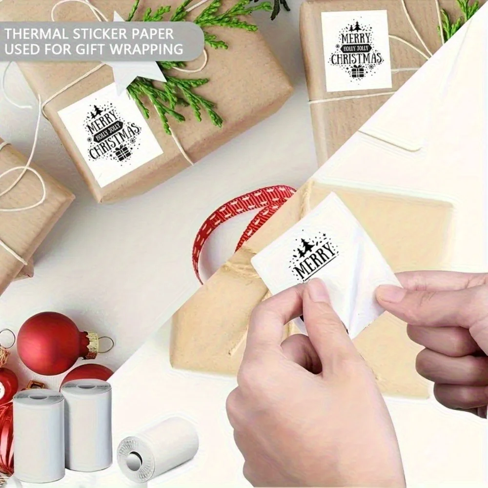 25 لفة من الورق الحراري ذاتي اللصق - ملصقات فورية بدون حبر، تنشيط بالحرارة، للصور/الملصقات/الملاحظات، ملصقات اللوازم المكتبية