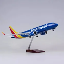 New 1:80 Scale Large Model Airplane Southwest Airlines Boeing 737 Plane Models Diecast Airplanes with LED Light for Collection