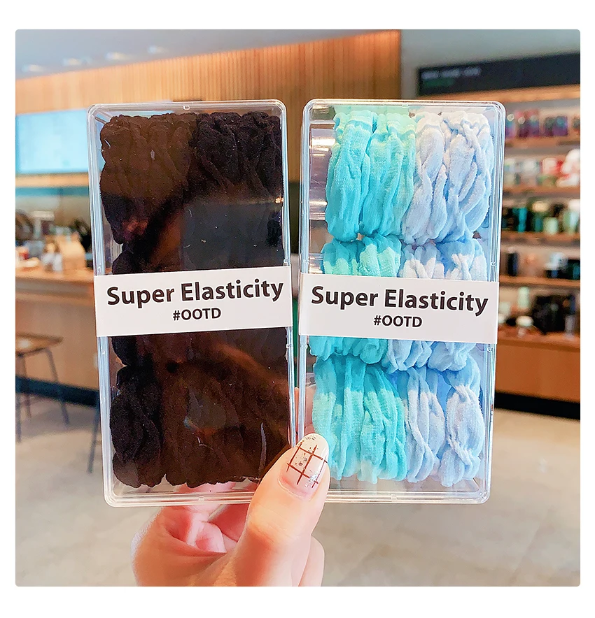 Neue 12er-Box Rüschen-Haargummis für Damen und Mädchen, hochelastische Haargummis aus Stoff, koreanische Macaron-Farben, Pferdeschwanz-Haargummis, Geschenk 2026 – Detail 9