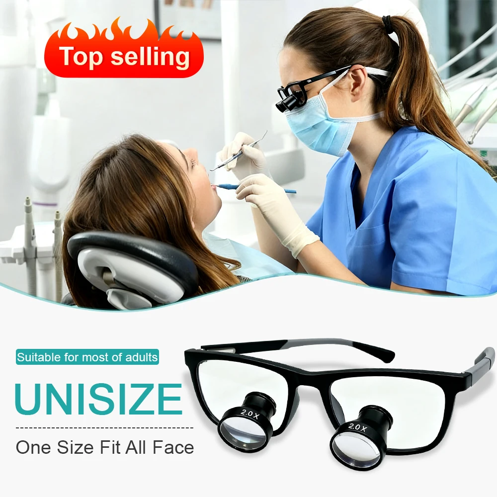 

TTL Dental Loupes 2.0X Ergonomic Embedded Surgical Ergonomic Magnifying Glass with Optical Lens 320-420mm Working Distance
