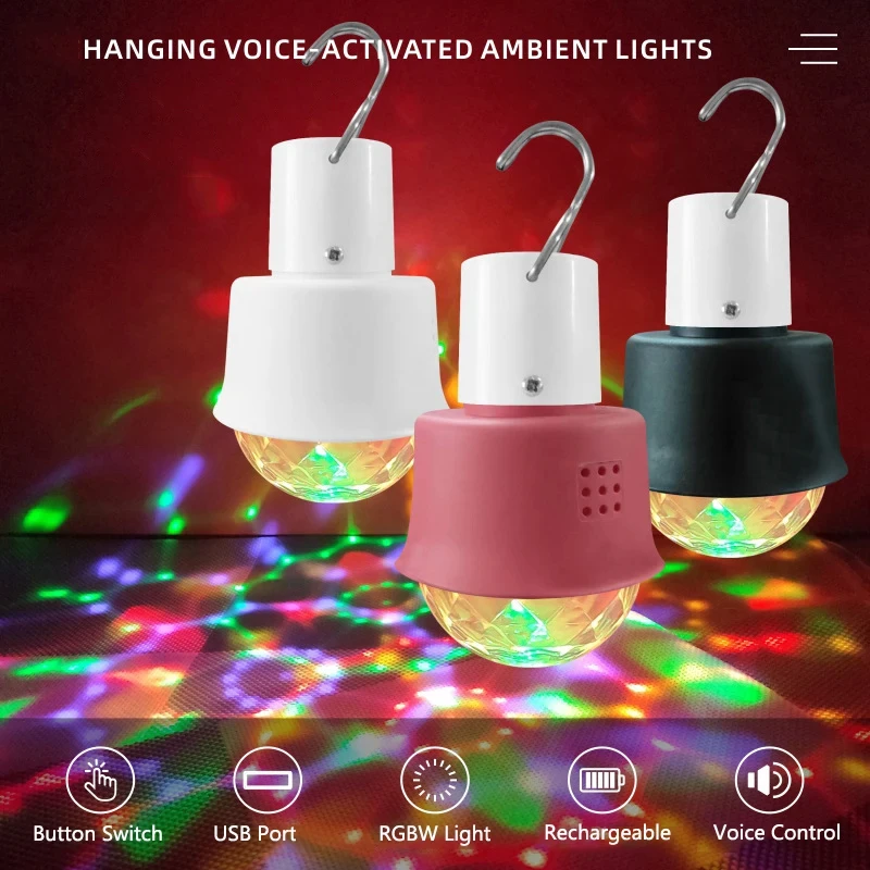 YIKEXIN LED Charging Mini Atmosphere Light USB Colorful Portable Small Hanging Lamp Party Bar Living Room Bedroom Lights