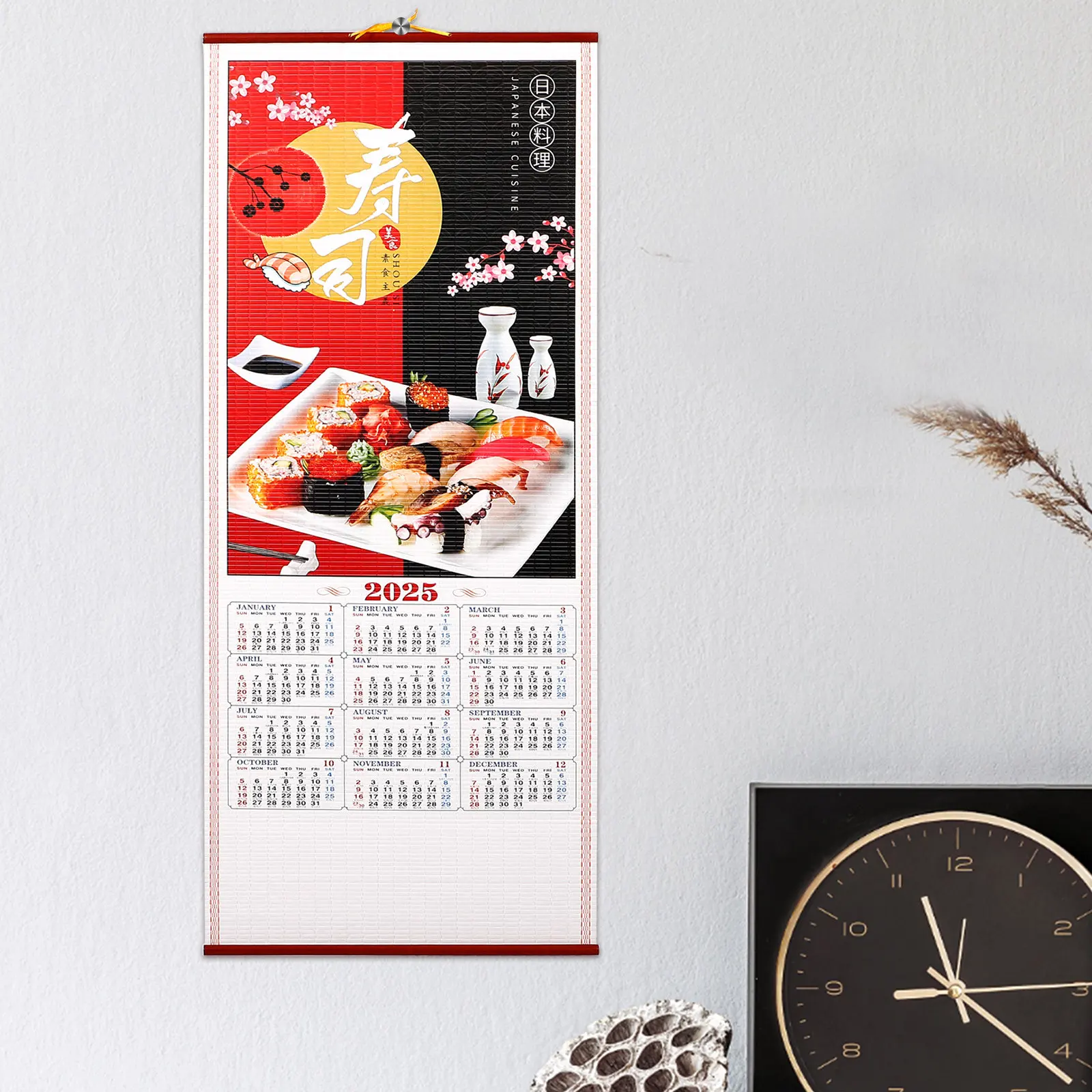 

Настенный календарь-планировщик 2025 года в китайском стиле (Год Змеи) с четким принтом и пустыми полями для записей, для дома и офиса