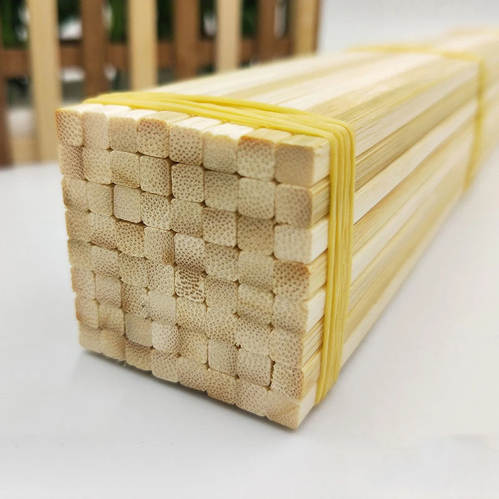 50PCS Multi-size Round Square Bamboo Sticks DIY Handcraft Making Modeling Materials Handmade building model materials 30cm long