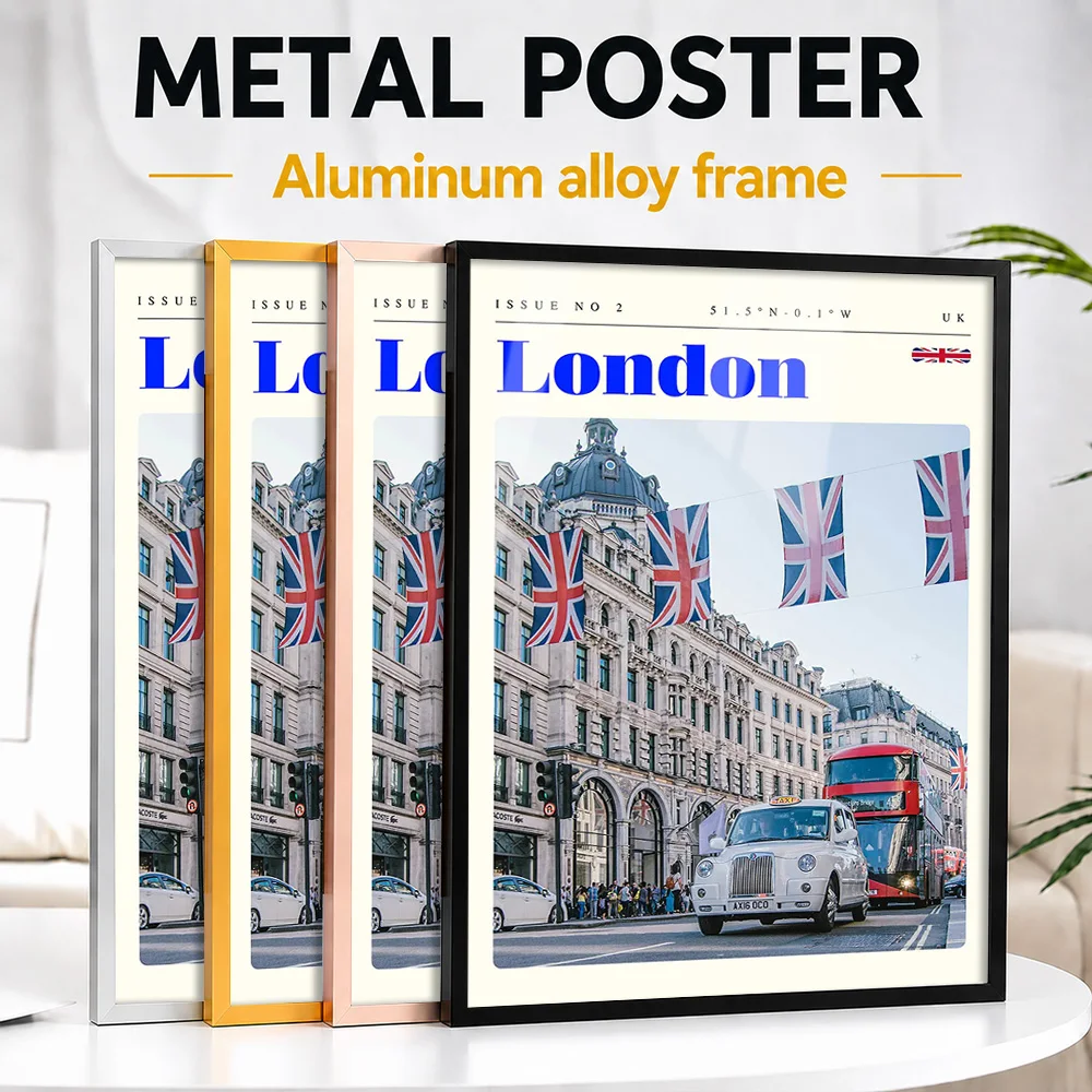 London England Cityscape Framed Metal Poster Personalized Scenic Tribute Wall Art Designed For Office And Tourist Collectors