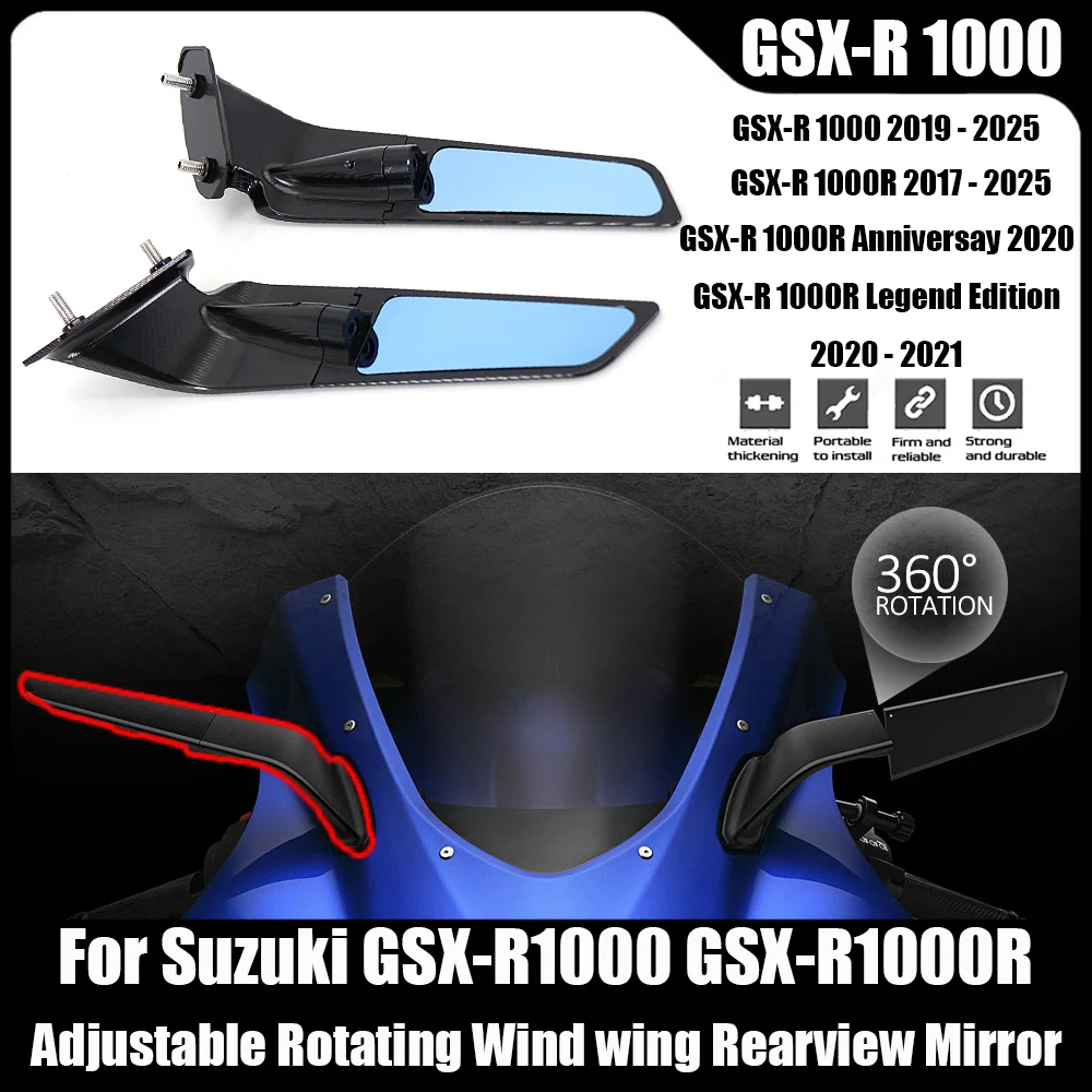 

GSX-R 1000 R Rearview Mirror For Suzuki GSX-R1000 GSX-R1000R 2017-2025 Stealth Sport Winglet Mirror Kits Adjustable Stealth Mirr
