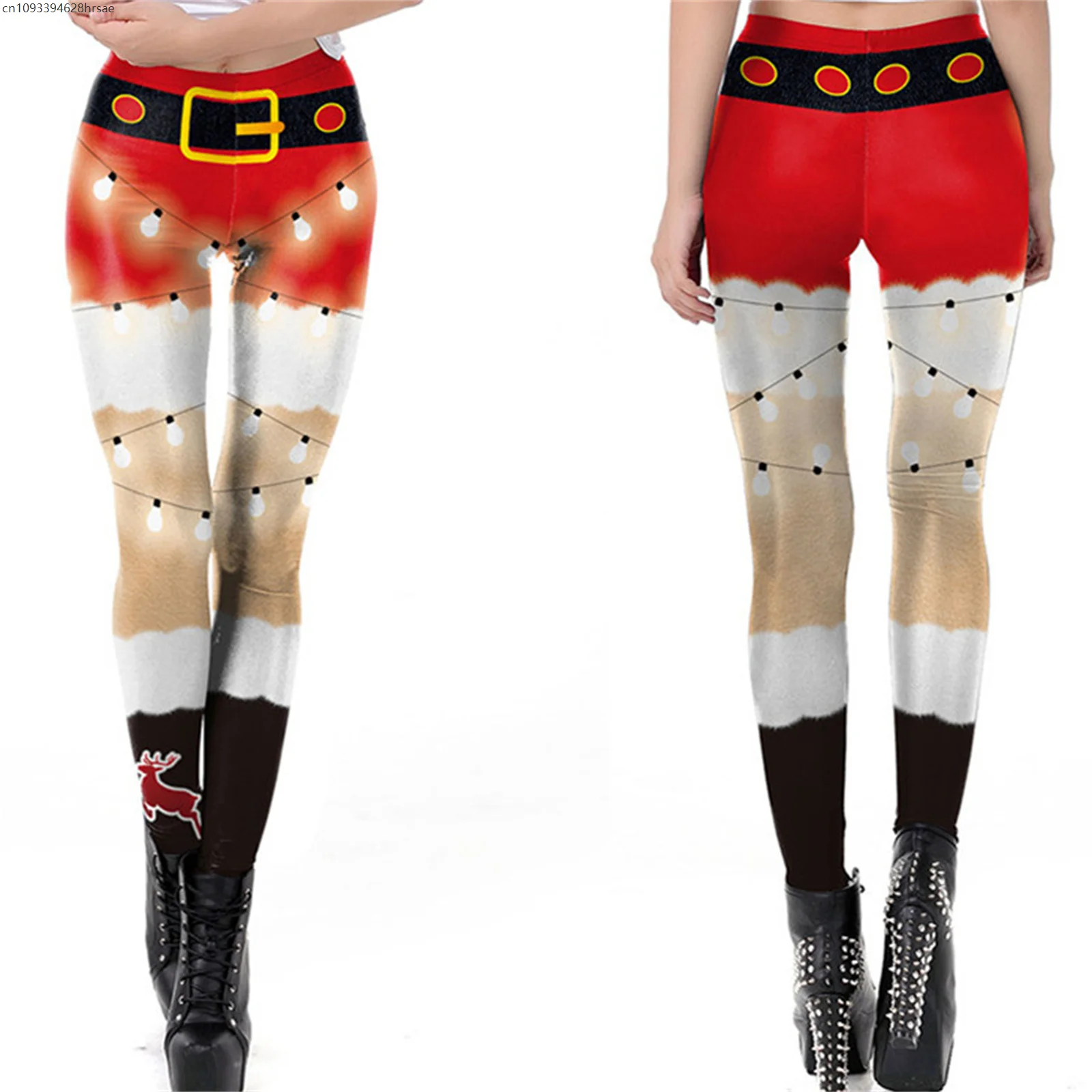 

Christmas Women Leggings Elf 3D High Waist Leggings Elastic Sexy Santa Trousers Yoga Leggings Xmas Pants Carnival Party Pants