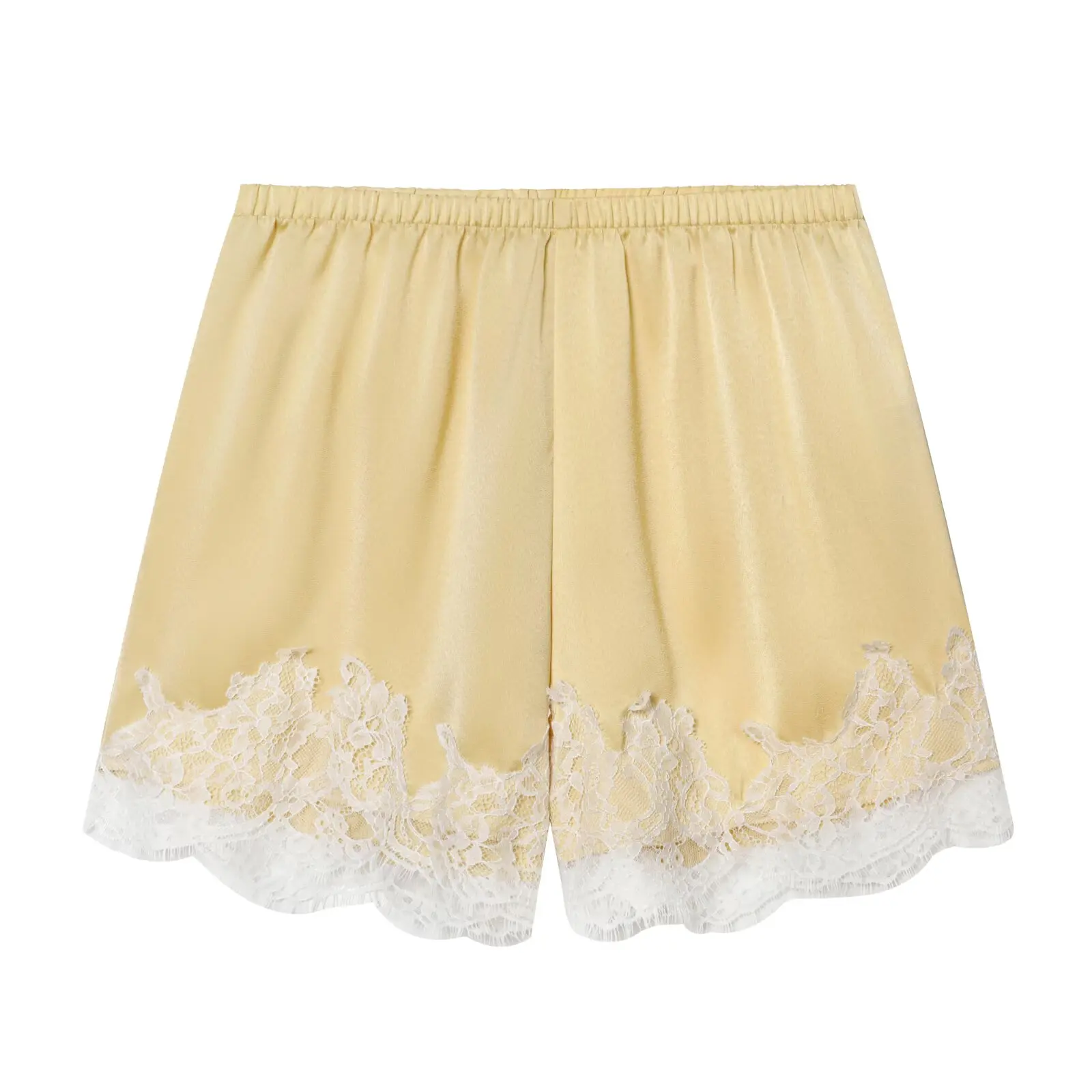 2026 Women's Elegant Y2K Silk Satin Lace Trim Pajama Micro Mini Shorts Lady Sexy Chic Patchwork Slip Low Rise Lingerie Pajamas