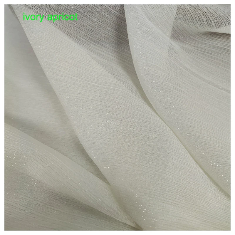 Shiny Crepe Chiffon Fabric 2 Meter Silver Wrinkled Pleat Light Soft Wedding Dress DIY Craft Material Sewing Cloth 150cm 59" Wide