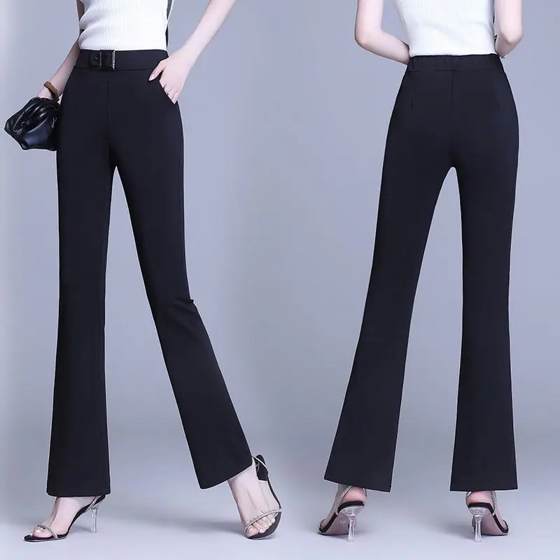 High Waist Stretch Bootcut Trousers Trousers Straight Pants plus Size Cropped Loose High Slimming Draping Women's Pants Thin