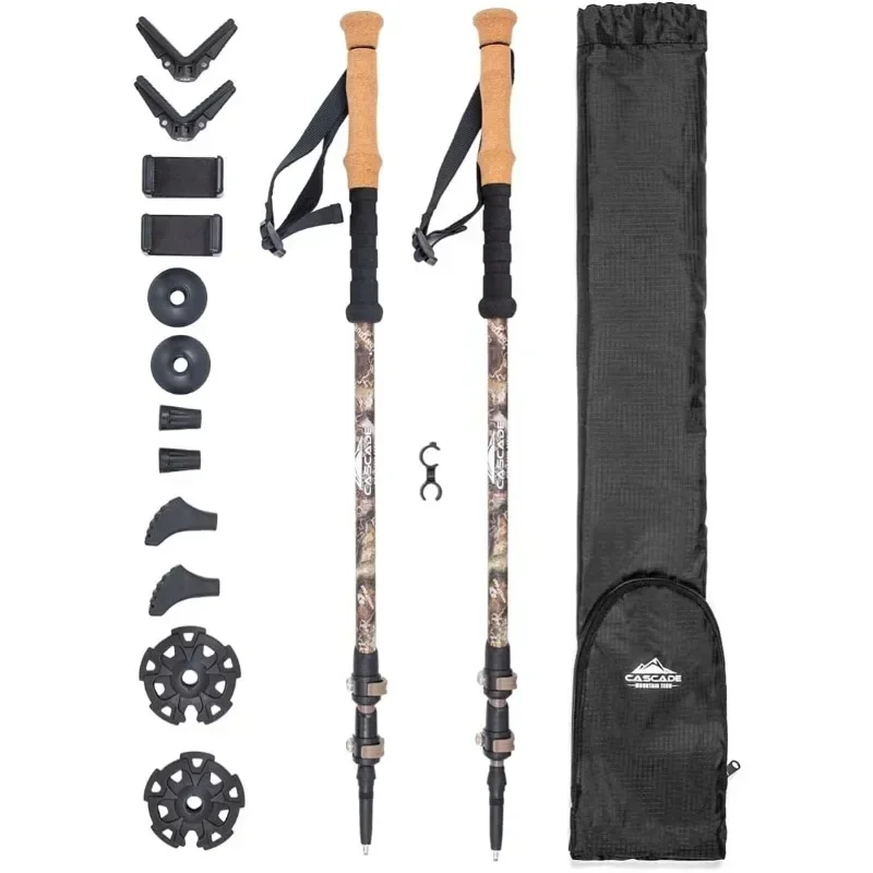 

Cascade Mountain Tech Trekking Poles Carbon Fiber Monopod Walking or Hiking Sticks Mount and Adjustable Quick Locks
