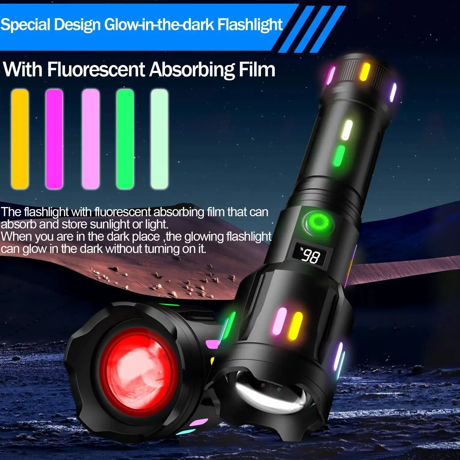 High Power Spotlight Long Range LED Flashlight Portable Charging Torch For Camping Night Fishing