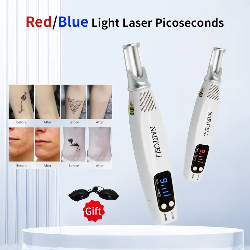 ปากกาเลเซอร์ Picosecond Blue & Red Light แบบพกพา SCAR Mole Remover Beauty Care TATTOO สิวผิว Pigment Freckle TATTOO Removal Dar