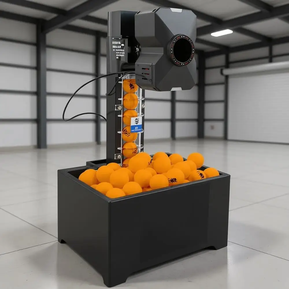 

Профессиональный автоматический теннисный тренажер с сеткой - программируемая подача мячей с пультом ДУ, вместимость 100 мячей, регулировка вращения/скорости.