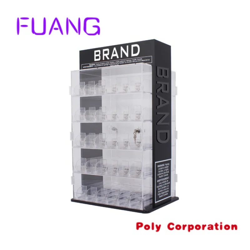 

Custom APEX Smoke Shop Display Lockable Cigarette Display Stand Countertop Device Cartridge Pusher Acrylic Display