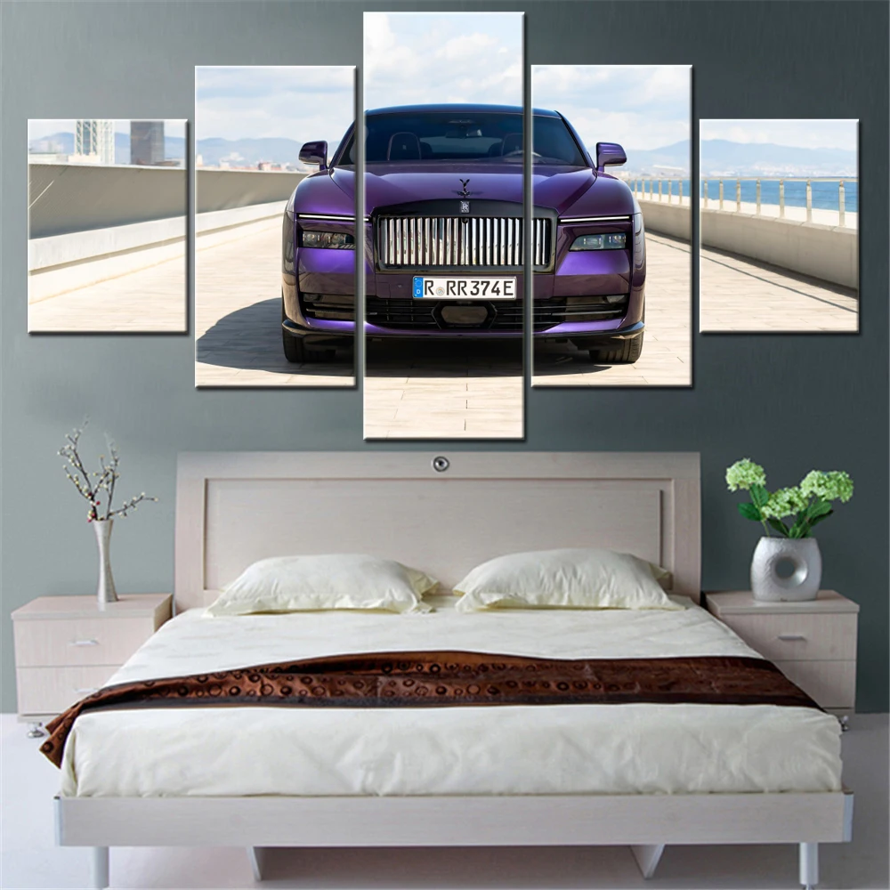 5 Pieces Canvas Wall Arts Poster Painting Cars Black Badge Spectre Vapour Violet Wallpaper Home Decor Picture Printing Artwork