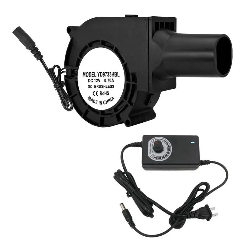 652F 97mm مروحة تبريد منفاخ شواء عالية الأداء 12 فولت مع التحكم في السرعة لبدء الفحم بسرعة وتهوية متعددة الاستخدامات