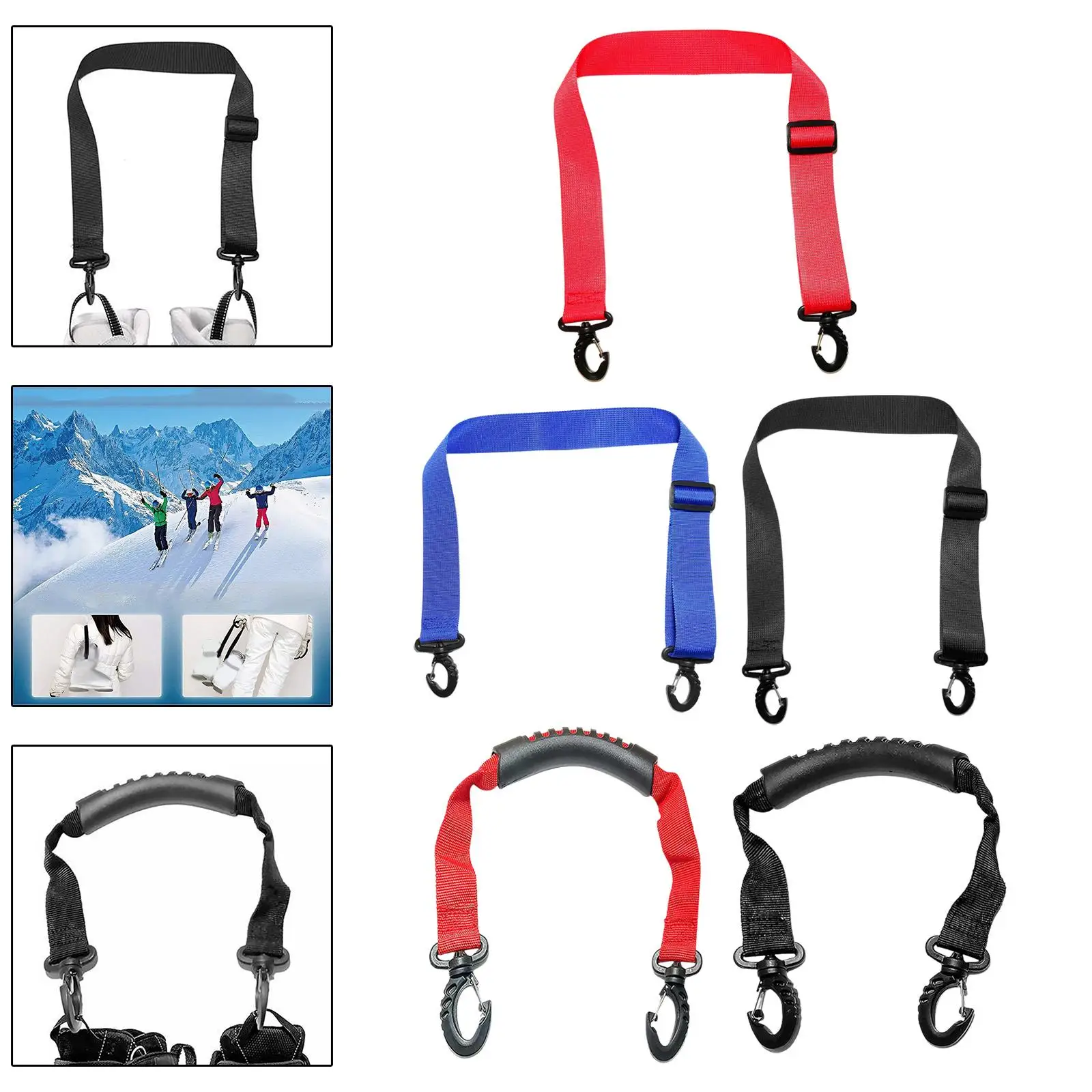 

Ski Shoulder Straps Multifunctional Gear Accessory Adjustable Heavy Duty Roller