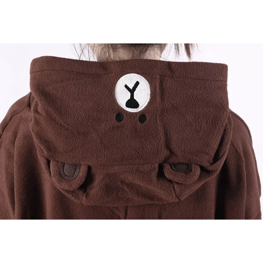 หมีสีน้ําตาล Onesie ผู้หญิงผู้ชายสัตว์ Kigurumis ชุดนอนการ์ตูนสัตว์รองเท้าแตะเทศกาล Homewear ชุด Overalls Polar ขนแกะ