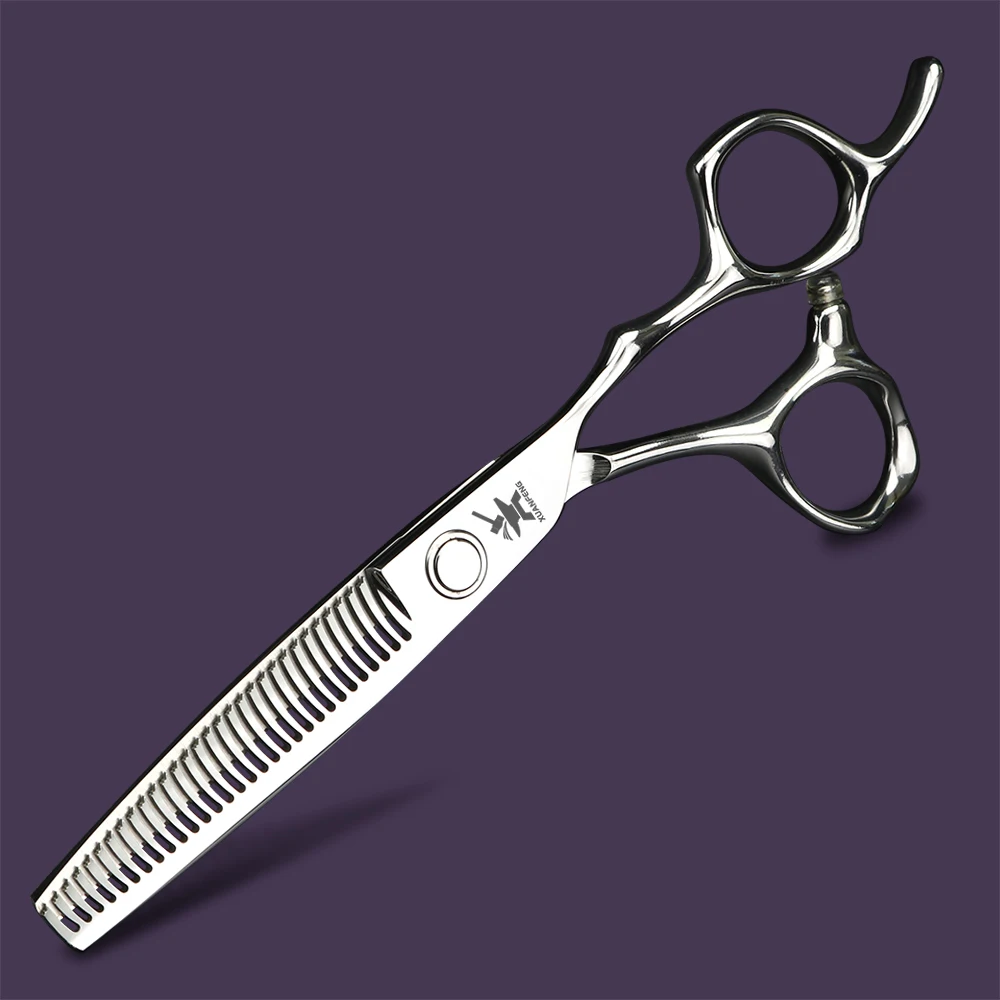 

Wolf head color hair scissors 6 inch 9cr18 steel barber cutting scissors and thinning scissors