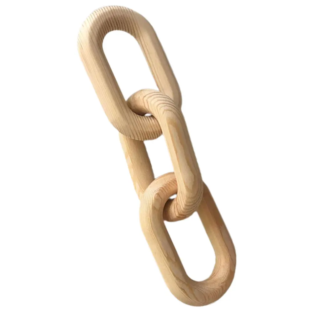

Wooden Chain Link Decor Rustic Wood Knot Sculpture Artistic Home Decor Accents Fireplace Shelf Table Decoration
