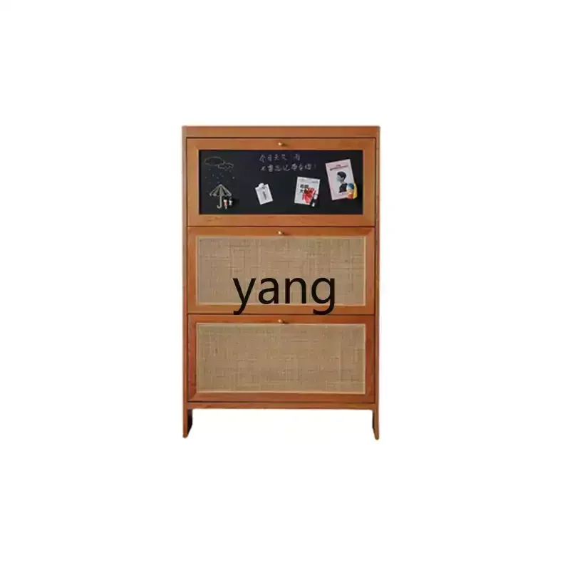xyy solid wood shoe cabinet small household entrance ultra-narrow storage cabinet retro bucket cabinet
