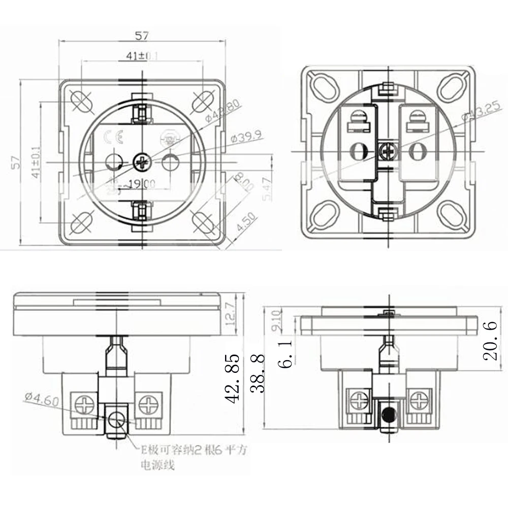 Germany Waterproof Industrial Socket AC Power Socket AU Concealed Plug Electrical Waterproof Cover Power Connector Safety Socket