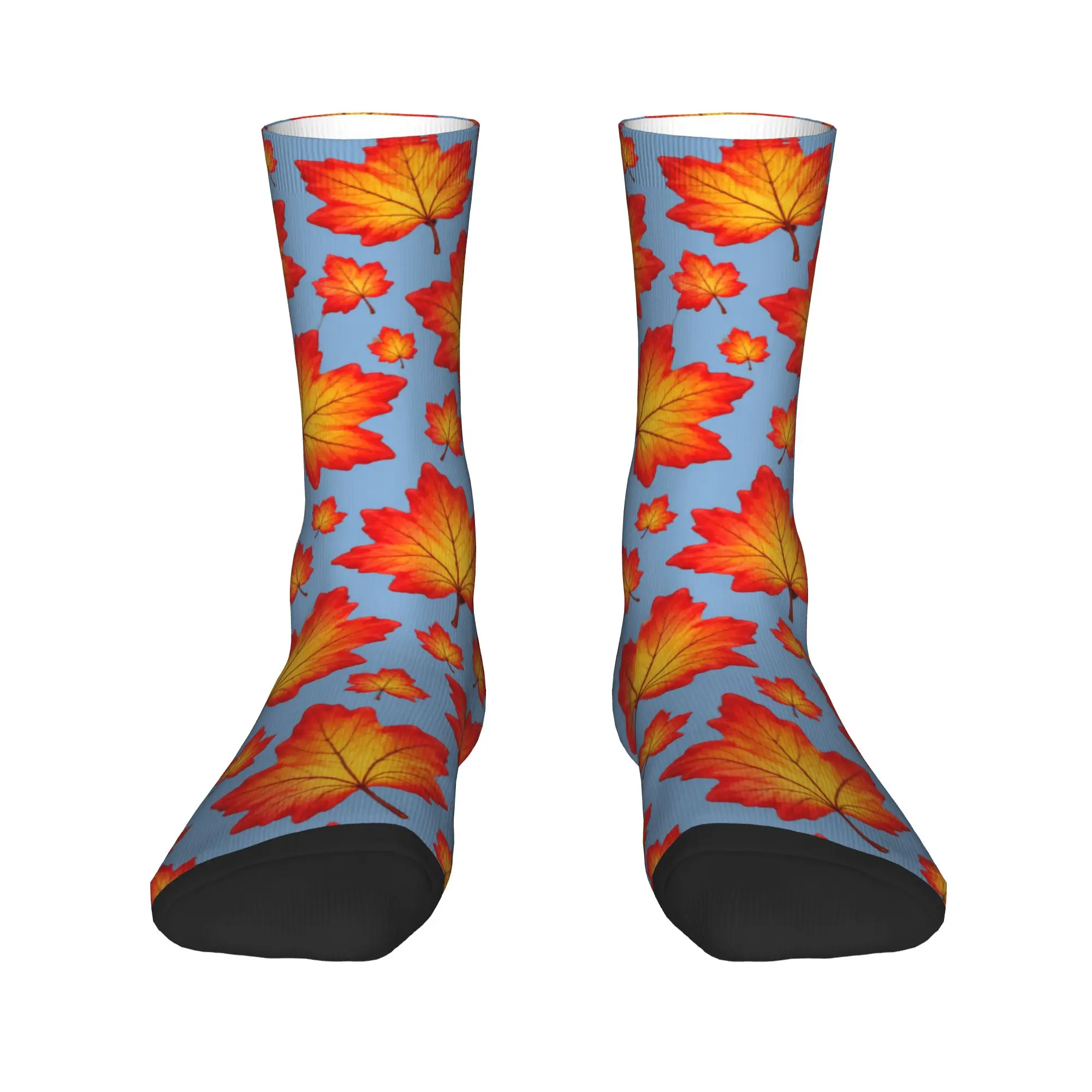 Halloween Light Blue Maple Stockings  Design Casual Socks Autumn Anti Sweat Socks Men Outdoor Sports High Quality Socks