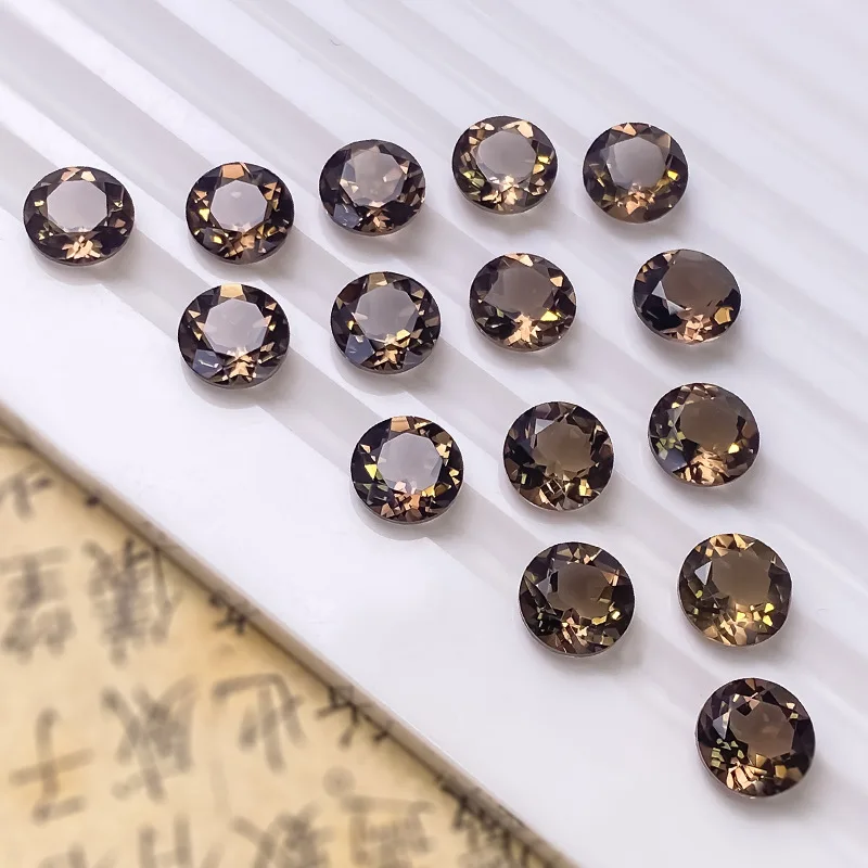 Wholesale Natural Smoky Quartz Round Faceted Cut AAA Quality VS Loose Gemstone Size 8mm For Jewelry Making view 2
