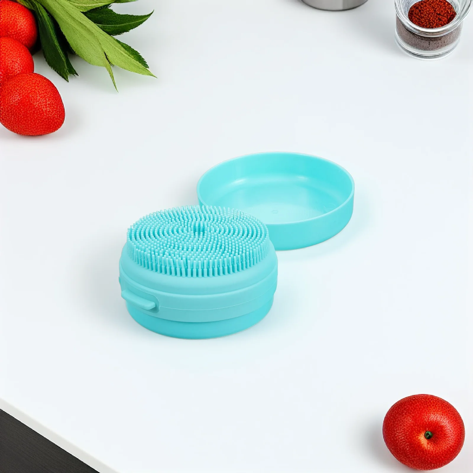 

Hanging Bath Brush with Soap Compartment Silicone Body Scrubber for Sensitive Skin Smooth Cleansing Shower Tool Comfortable Grip