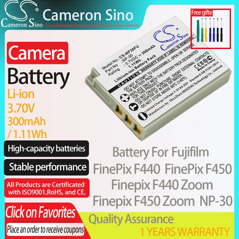 CameronSino Pin Dành Cho Máy Ảnh KTS Fujifilm FinePix F440 Finepix F440 Zoom Finepix F450 Zoom Phù Hợp Với Máy Ảnh Fujifilm NP-30 Pin Máy Ảnh 300MAh