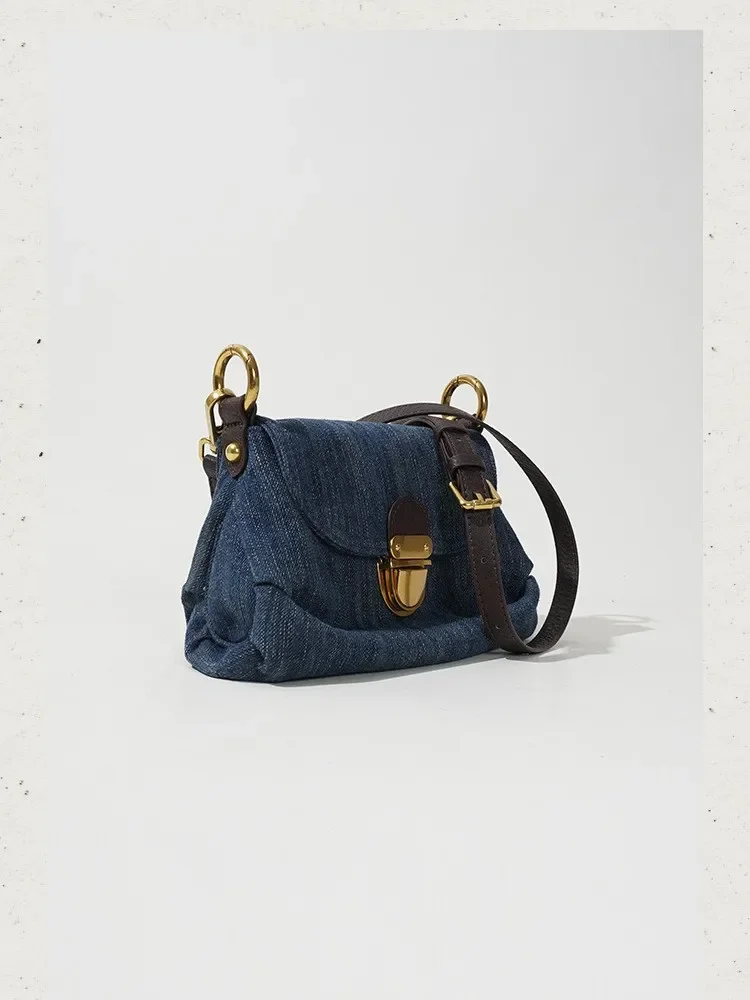 Advanced Fold Lock Crossbody Bag Women Fashion Casual Underarm Handbag 2023 Denim Shoulder Bag Vintage Female Messenger Bag