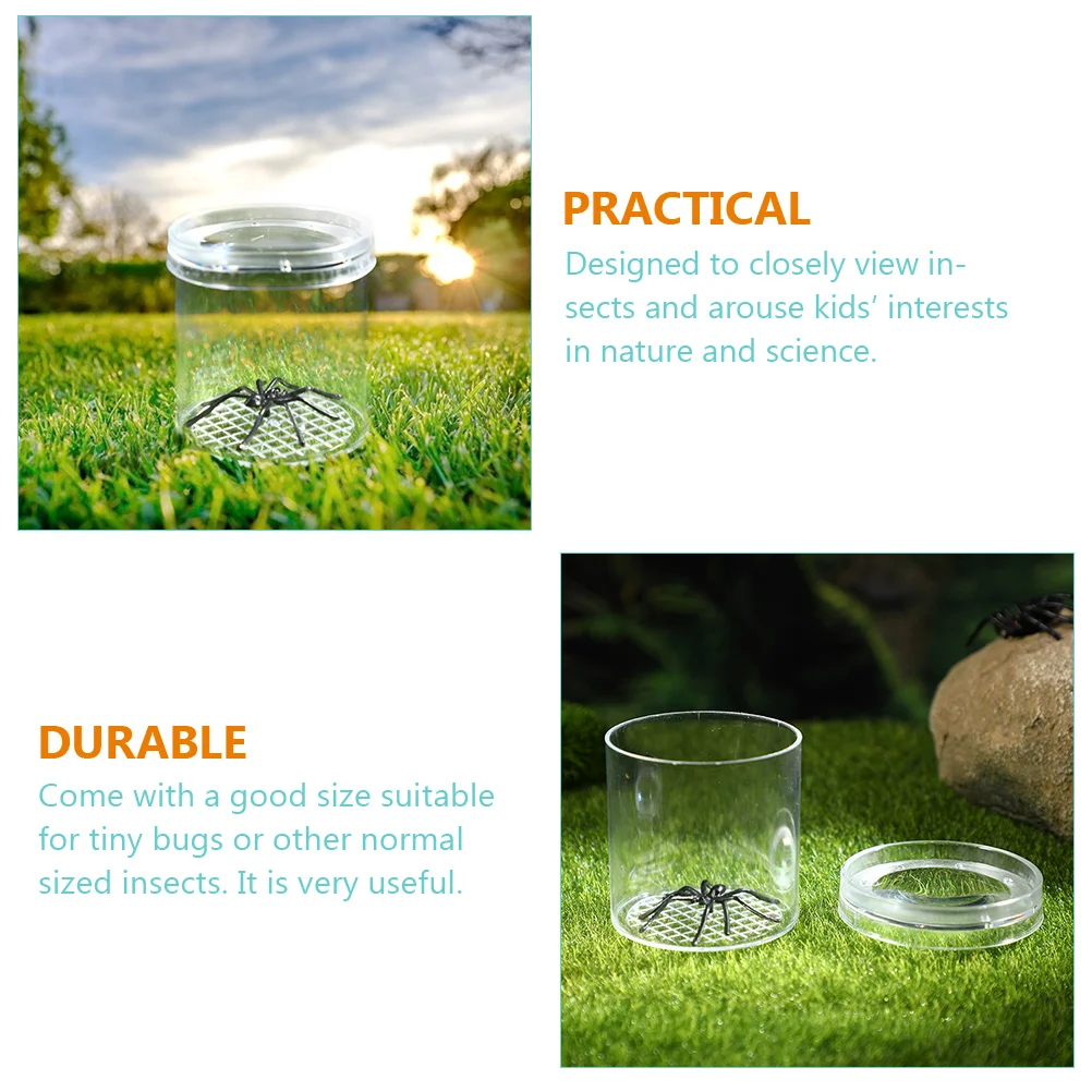 

12 Pcs Insect Observation Cup Bug Catcher Viewer Transparent Cage Magnifier Lid Study Plastic Holes Grid