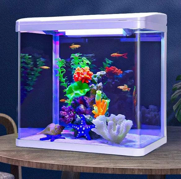 

Desktop Mini Aquarium Fish Tank Suction Pump and Led Lamp Light Fish Tank