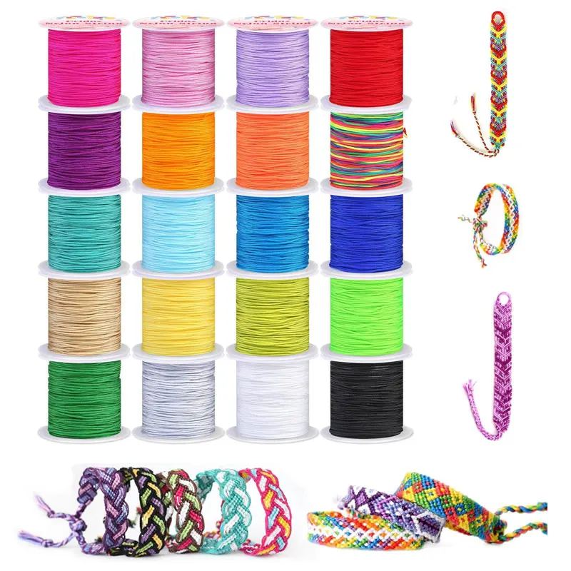 50Yards 0.8mm Nylon Cord Chinese Knot Macrame Craft Thread for Jewelry Making Beading Braided Satin String Bracelet Rattail Trim