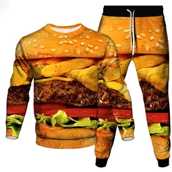 Hamburger Cucumber 2Pcs Set Men Women Fashion 2 Piece Suit 3D Printing Casual Sportswear Sweatshirt Jogging Pant 2 Sets