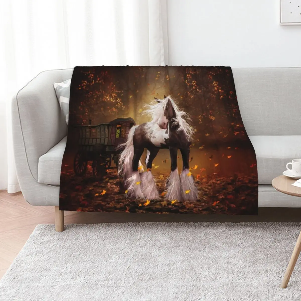 

Gypsy Gold - Gypsy Vanner horse Throw Blanket Comforter halloween Luxury Hairy Blankets