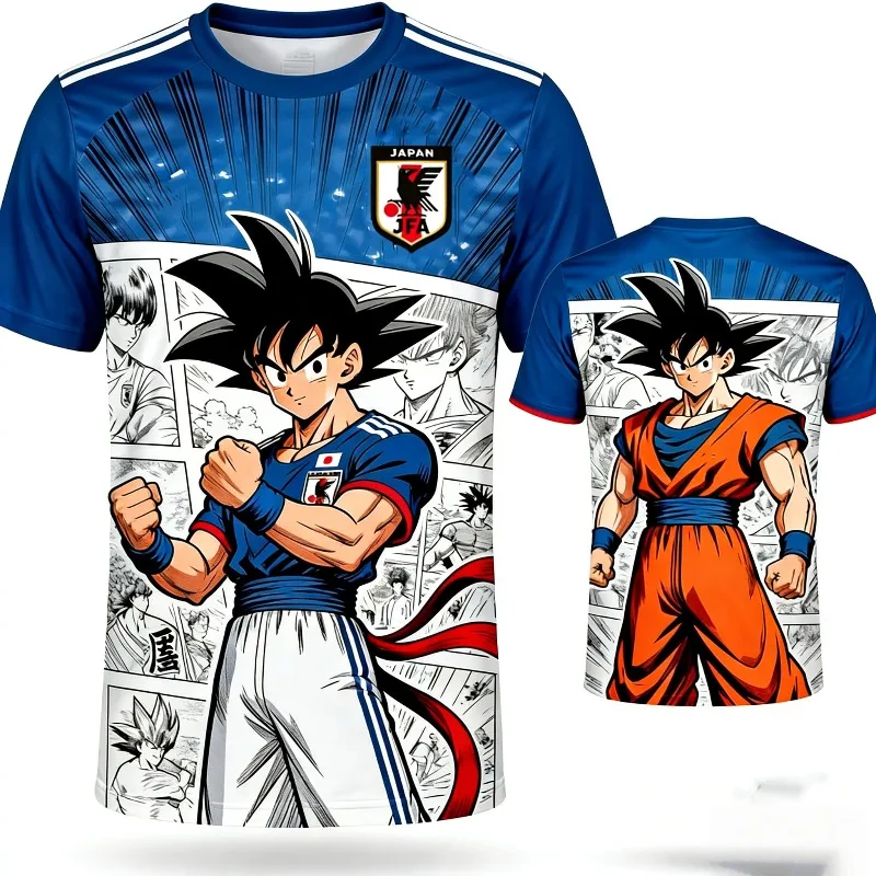 Nueva Camiseta de Fútbol Personalizada 2026 de Bandai, Anime Japonés Dragon Ball, Son Goku X Selección Nacional de Japón, para Hombre y Niño