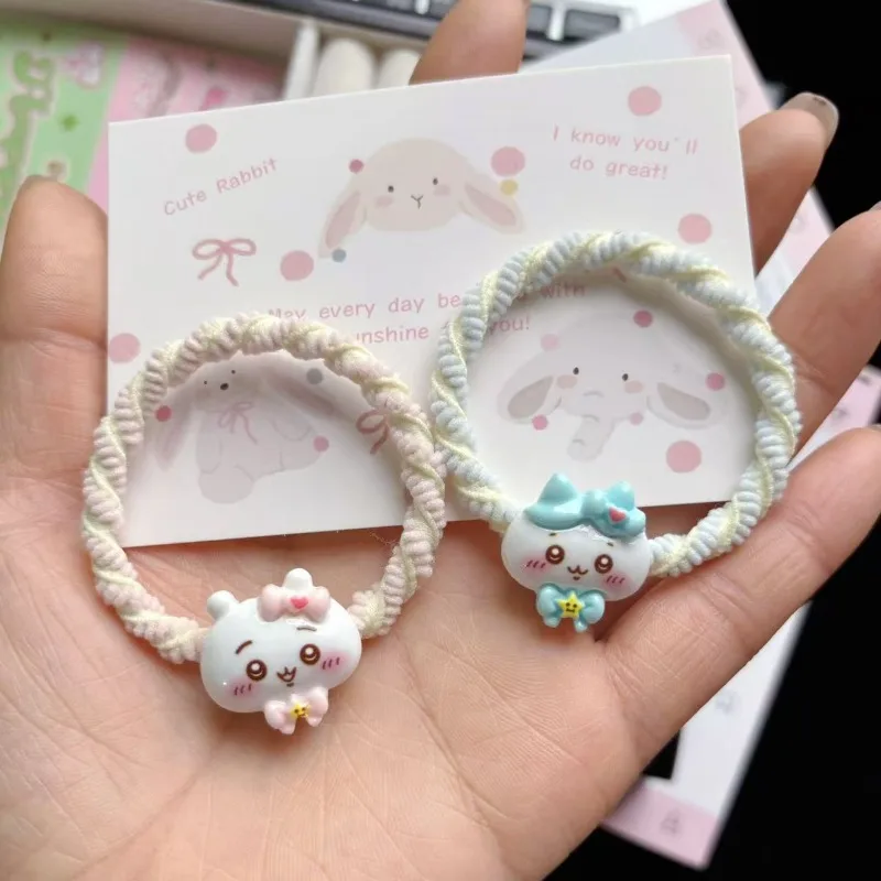 

Chiikawa Hair Rope Hachiware Hair Accessories Hairstyle Cartoon Cute Cream Color High Elasticity Headband Student Rubber Band