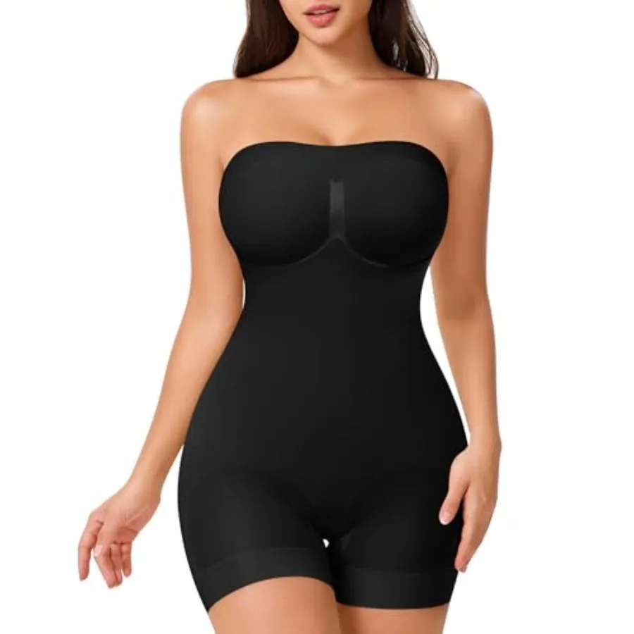 

CtriLady Strapless Shapewear Bodysuit for Women Tummy Control Shapewear Seamless Full Body Shaper with Removable Straps